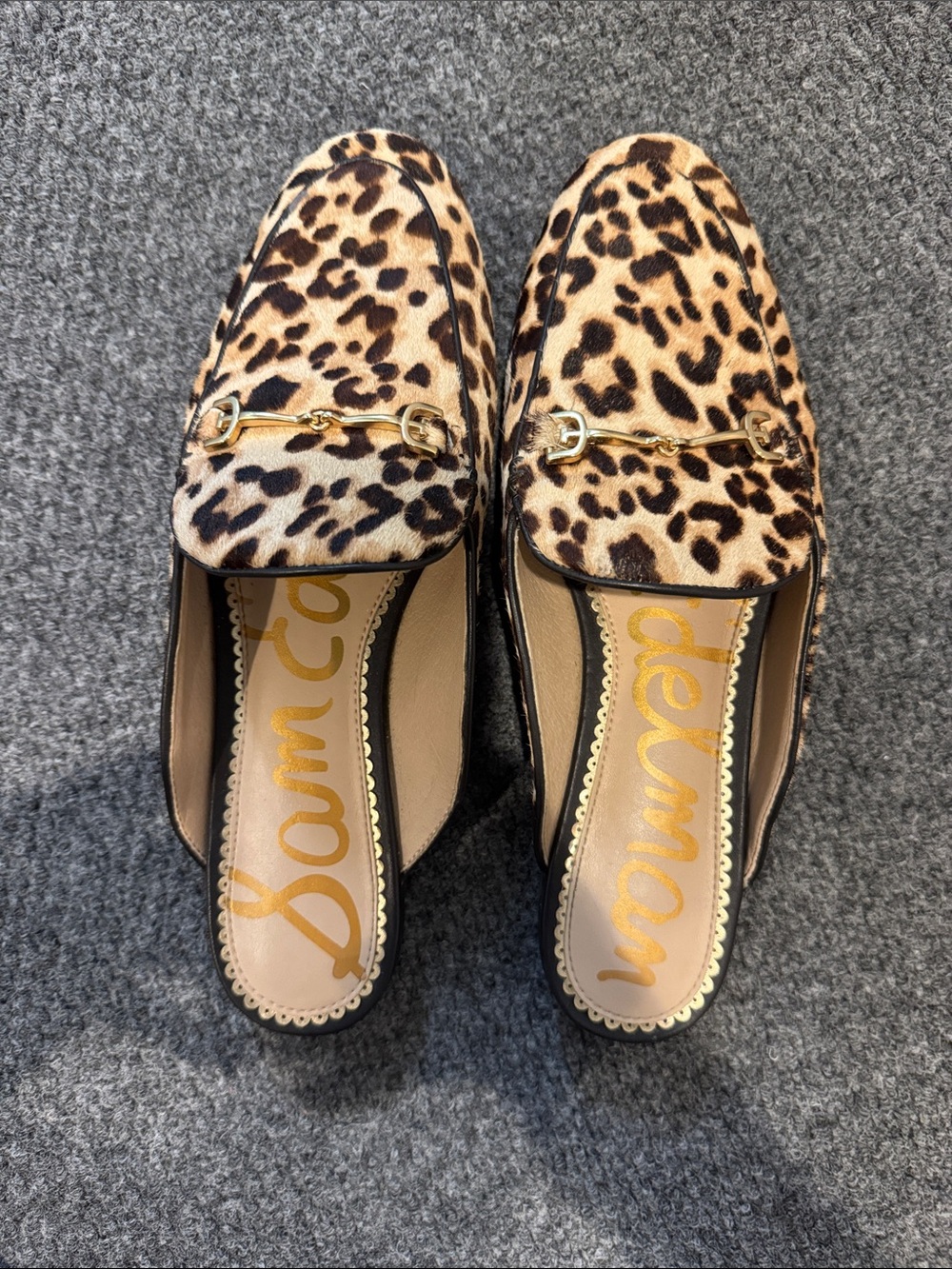 Sam Edelman Leopard Print Slip-On Mules with Gold Hardware